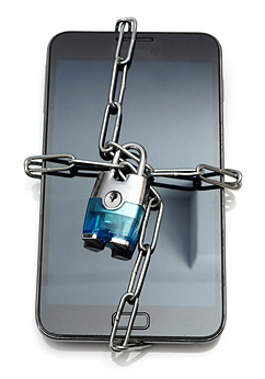 mobile security with mobile phone and lock